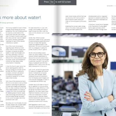 ‘Let’s talk more about water’ new article of Pernille Weiss on the EU Energy Innovation magazine